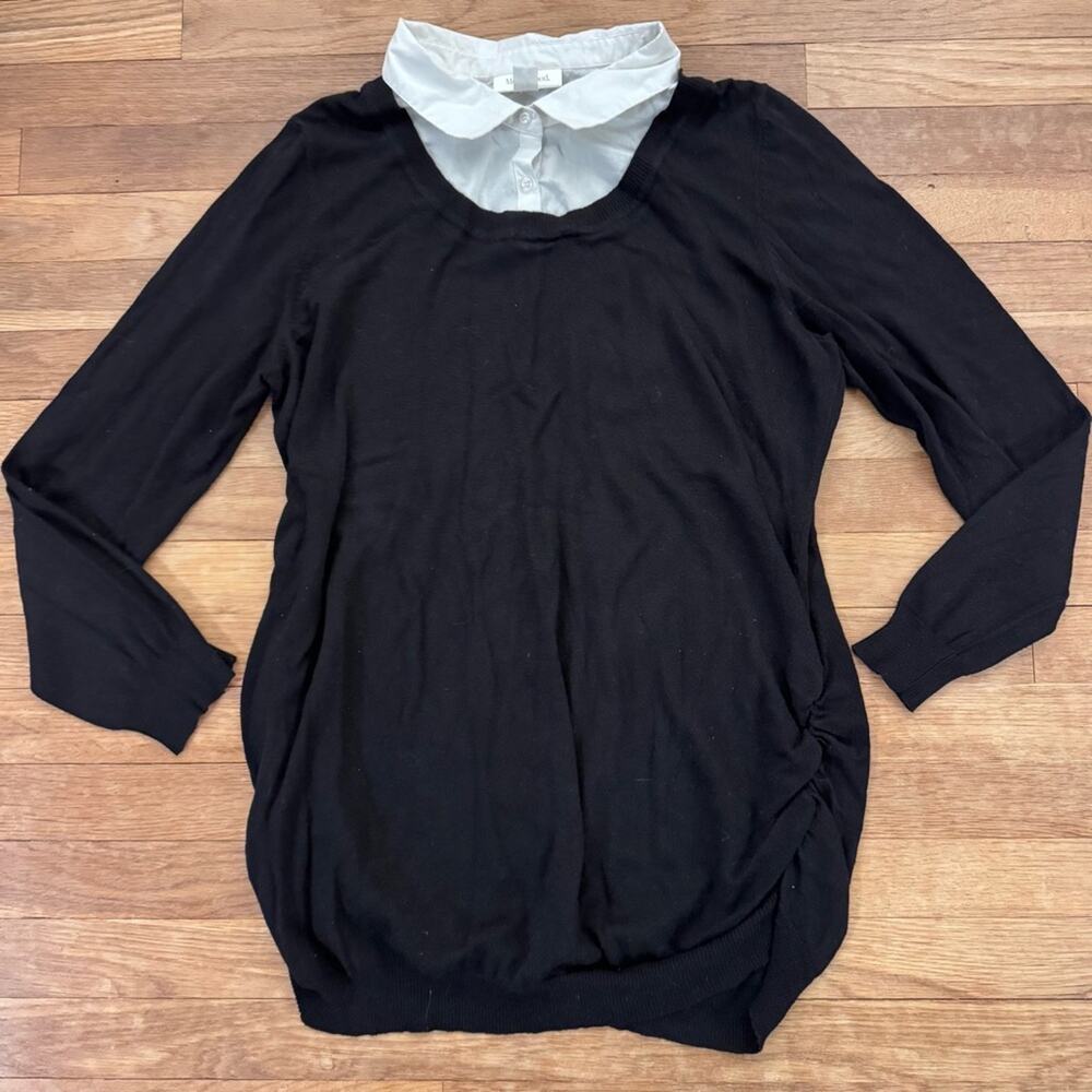 Motherhood Maternity Women's Black White Layered Look Sweater - Size XL
 b91